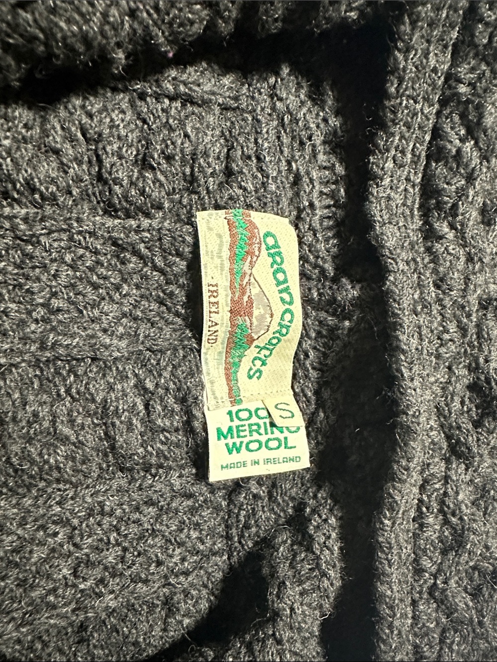 Aran Crafts Hooded 100% Merino Wool Cable Zip Cardigan - Dark Gray - Picture 3 of 5